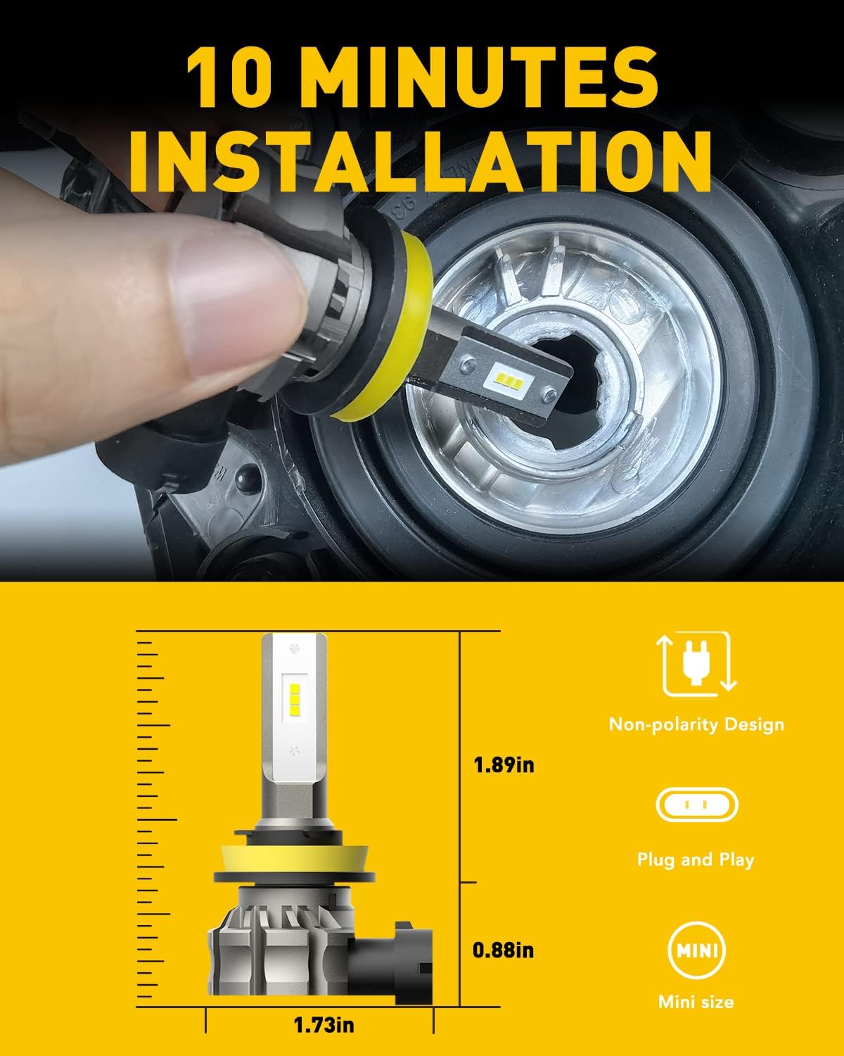 AUXITO White LED Fog Light Bulbs H11/H8/H16(JP) 300% Brighter Cool Lights NEW