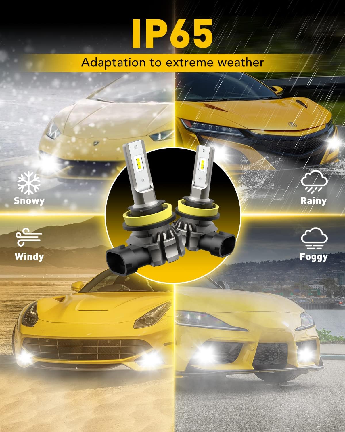 AUXITO White LED Fog Light Bulbs H11/H8/H16(JP) 300% Brighter Cool Lights NEW
