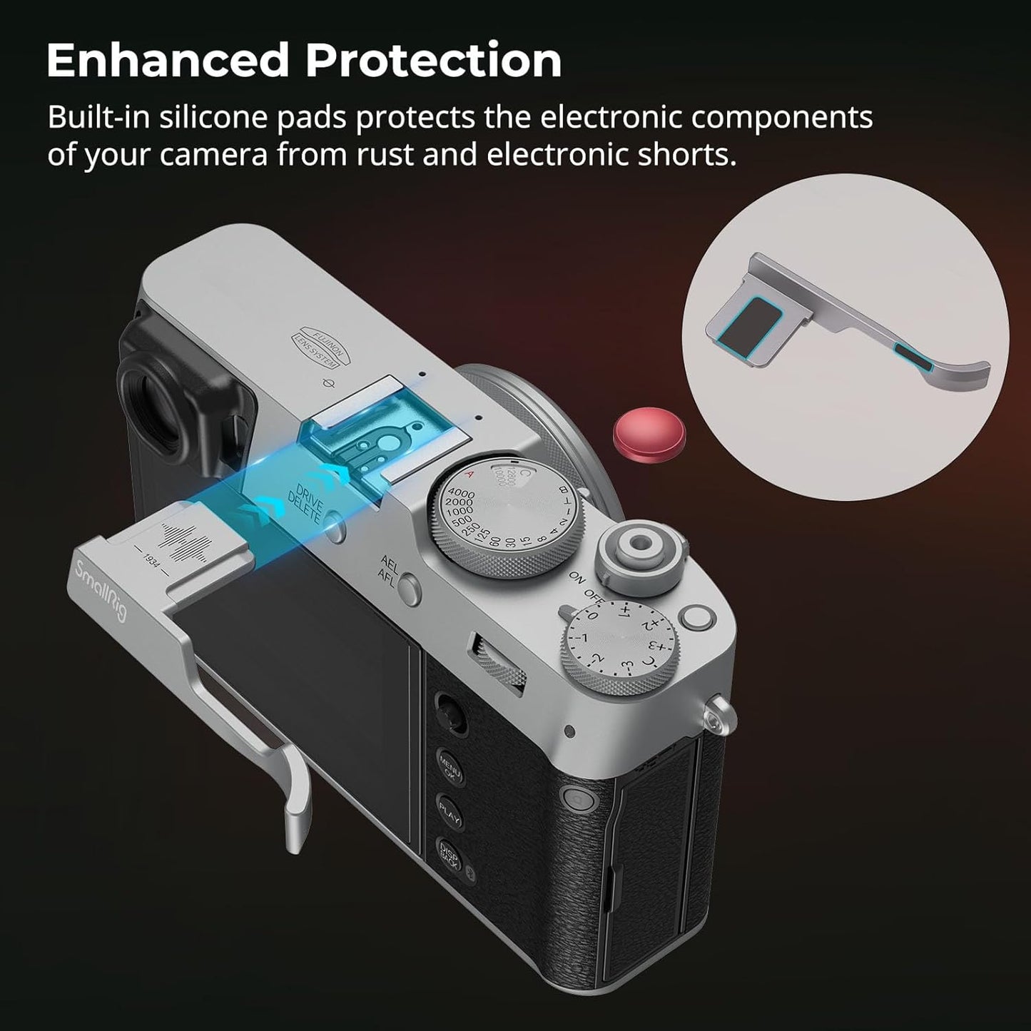 SMALLRIG Silver Thumb Battery Grip with Hot Shoe for FUJIFILM X100VI Camera NEW