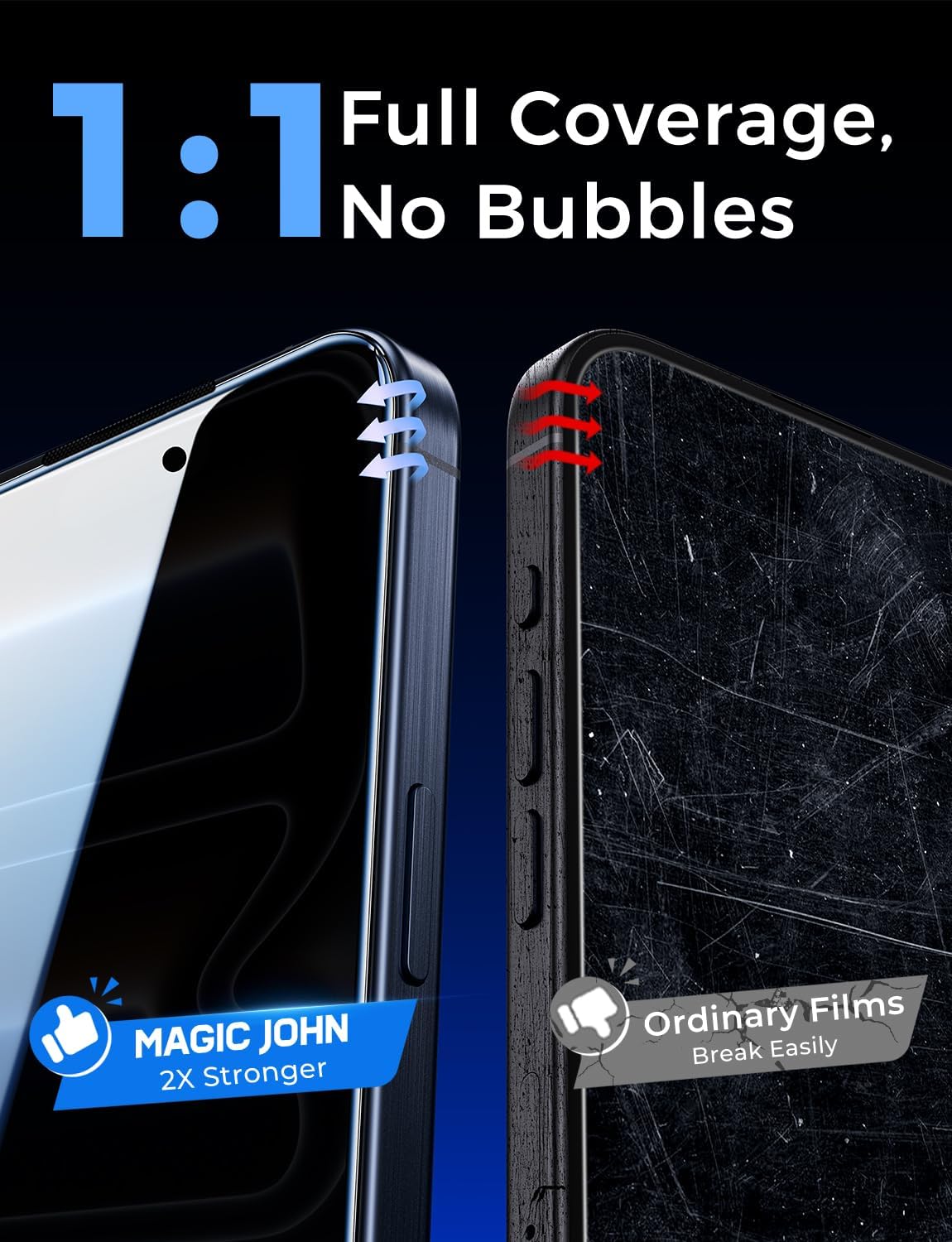 MAGIC JOHN Tempered Glass Screen Protector for iPhone 17 Pro, Black Size NEW