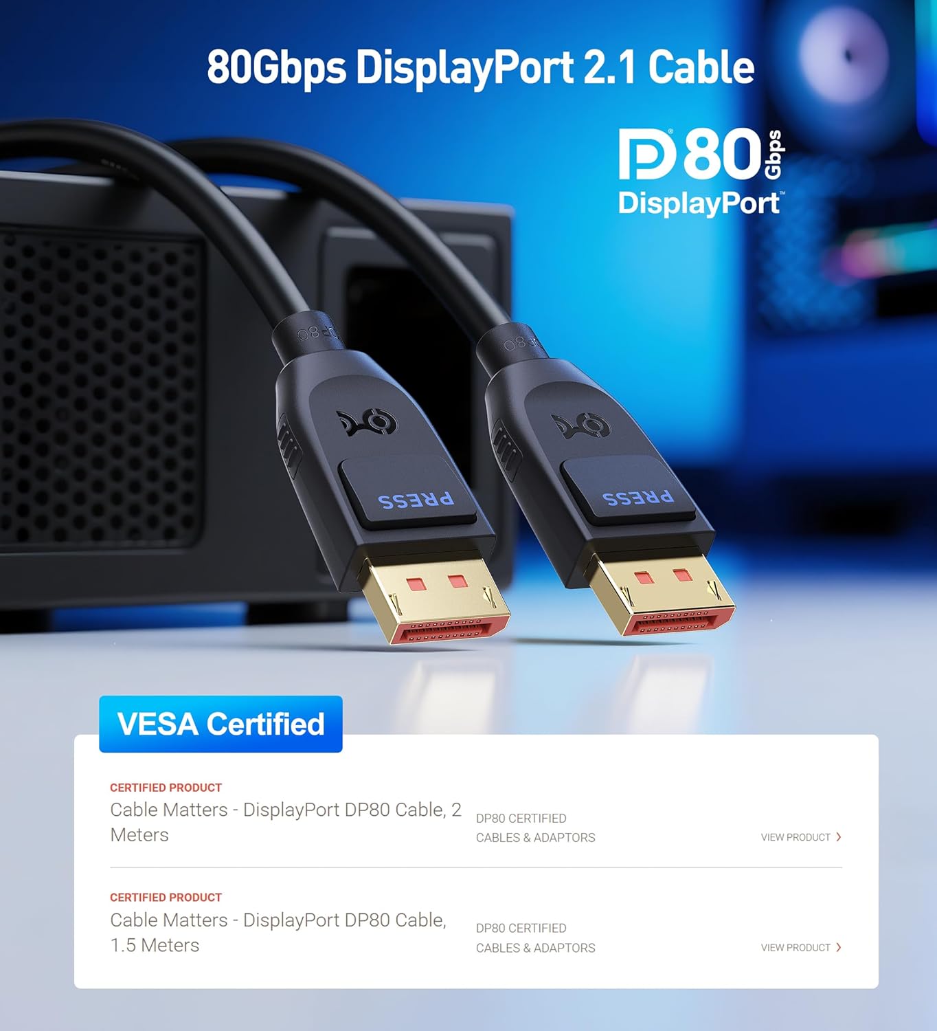 Cable Matters Cables DisplayPort to HDMI Adapter - 4K 60Hz, 1m Black DEMO