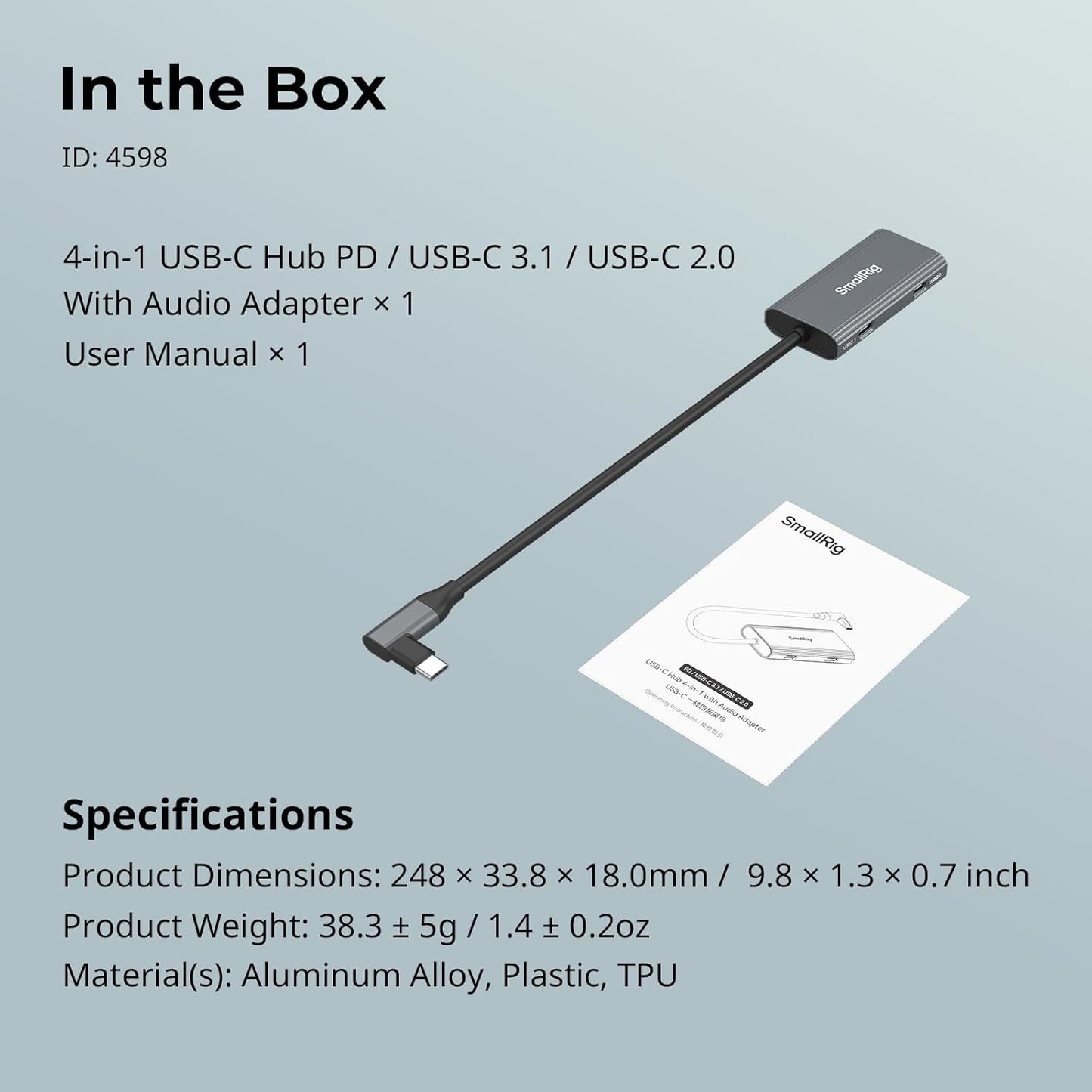 SMALLRIG 4-in-1 USB Hubs USB-C Hub with Cold Shoe Mount and Type-C DEMO