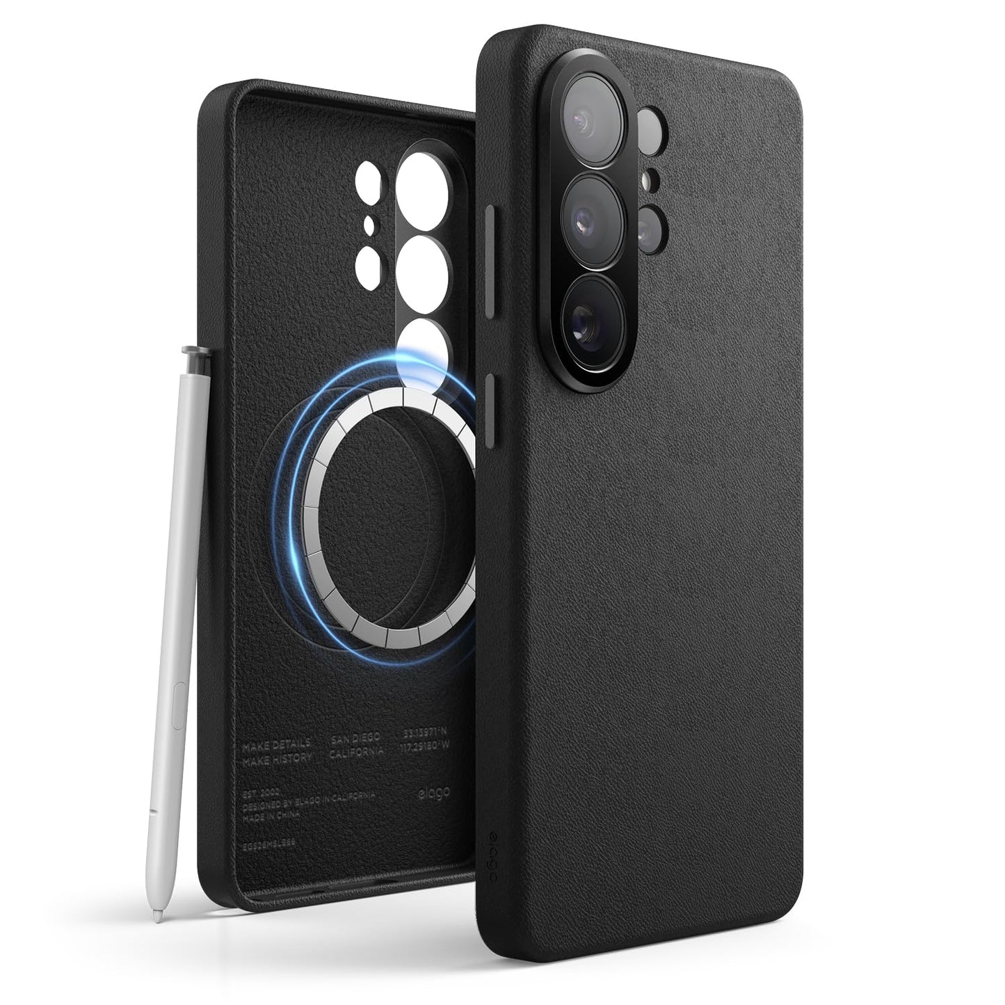elago Magnetic Leather Phone Case for Samsung Galaxy S26 Ultra - Black DEMO