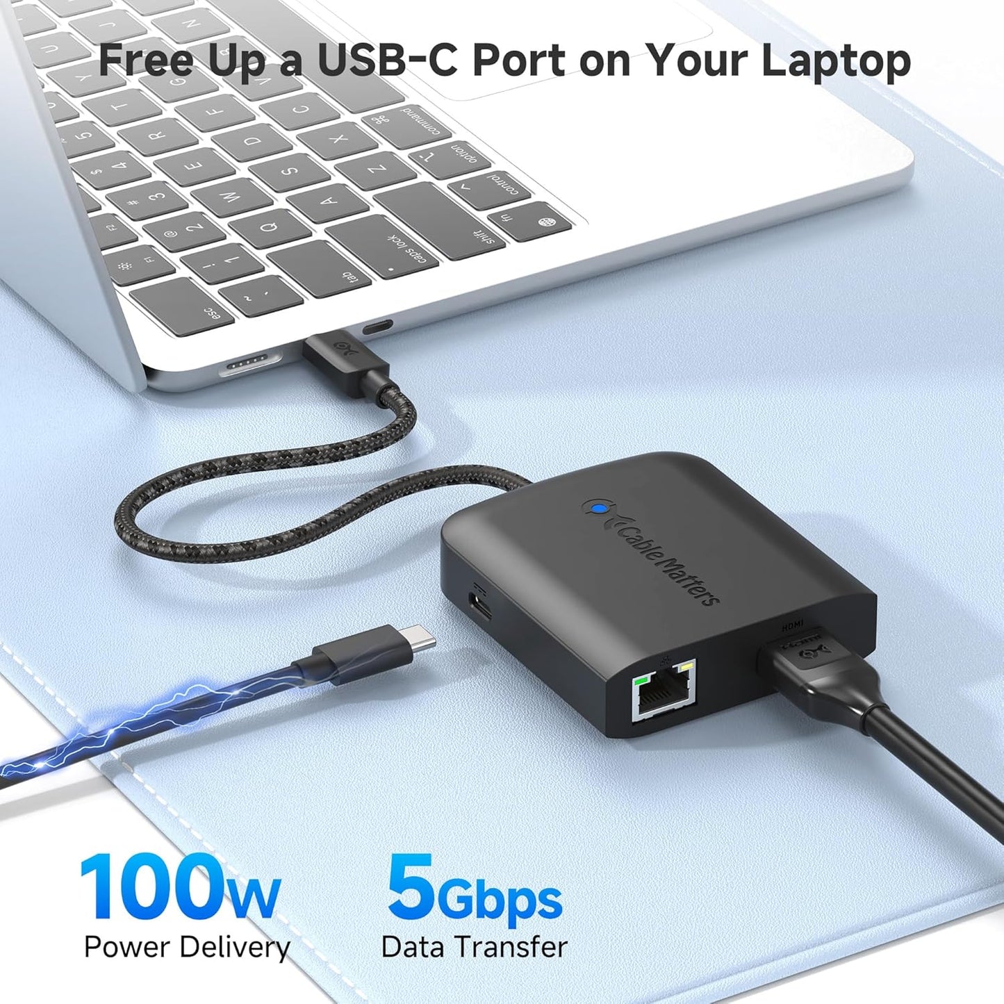 Cable Matters USB Hubs USB-C HDMI Dock 8K 120Hz, 2 USB-A 3.0 Ports, Black, DEMO