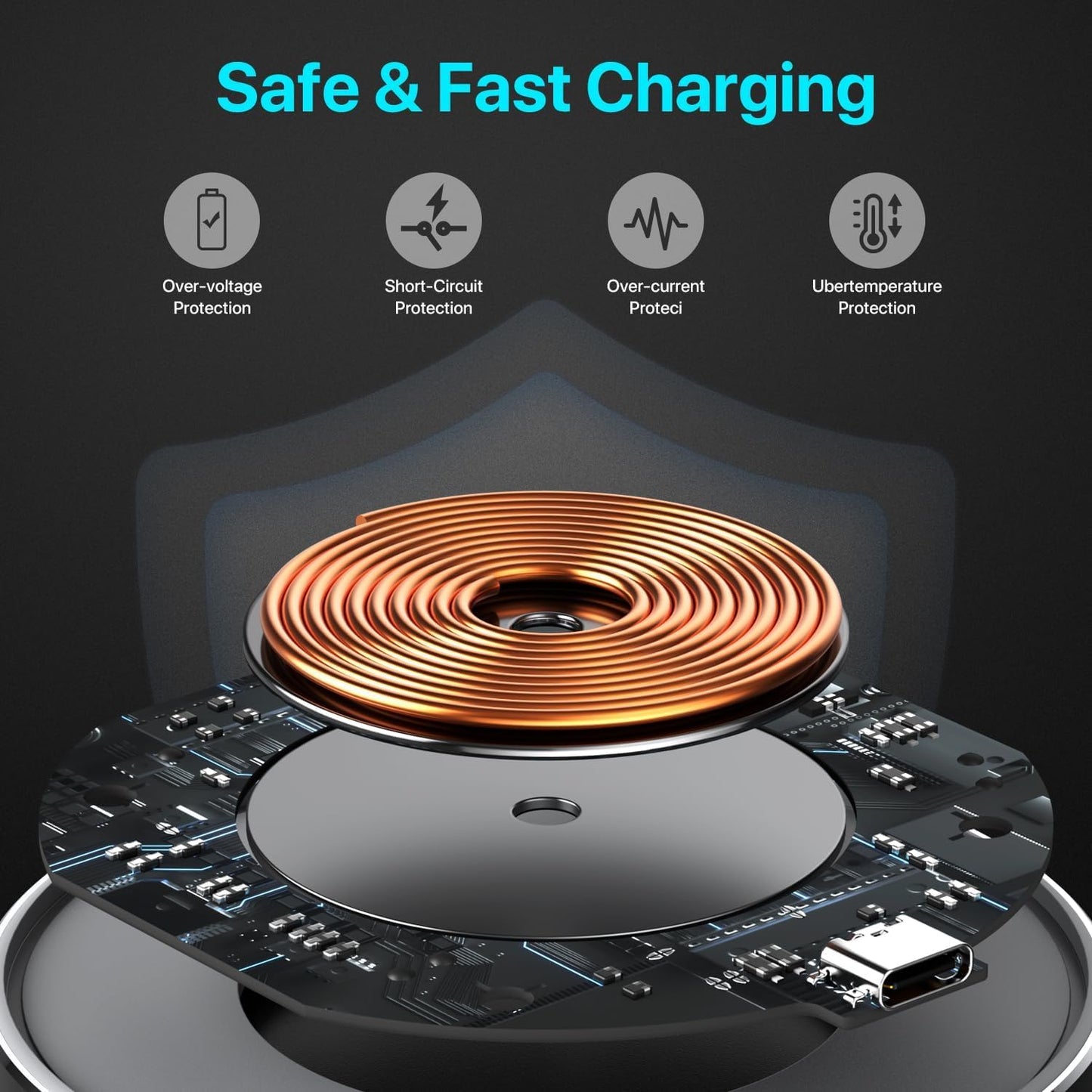 20W Wireless Charging Pad Fast Charger for Smartphones & Tablets, Aluminium NEW