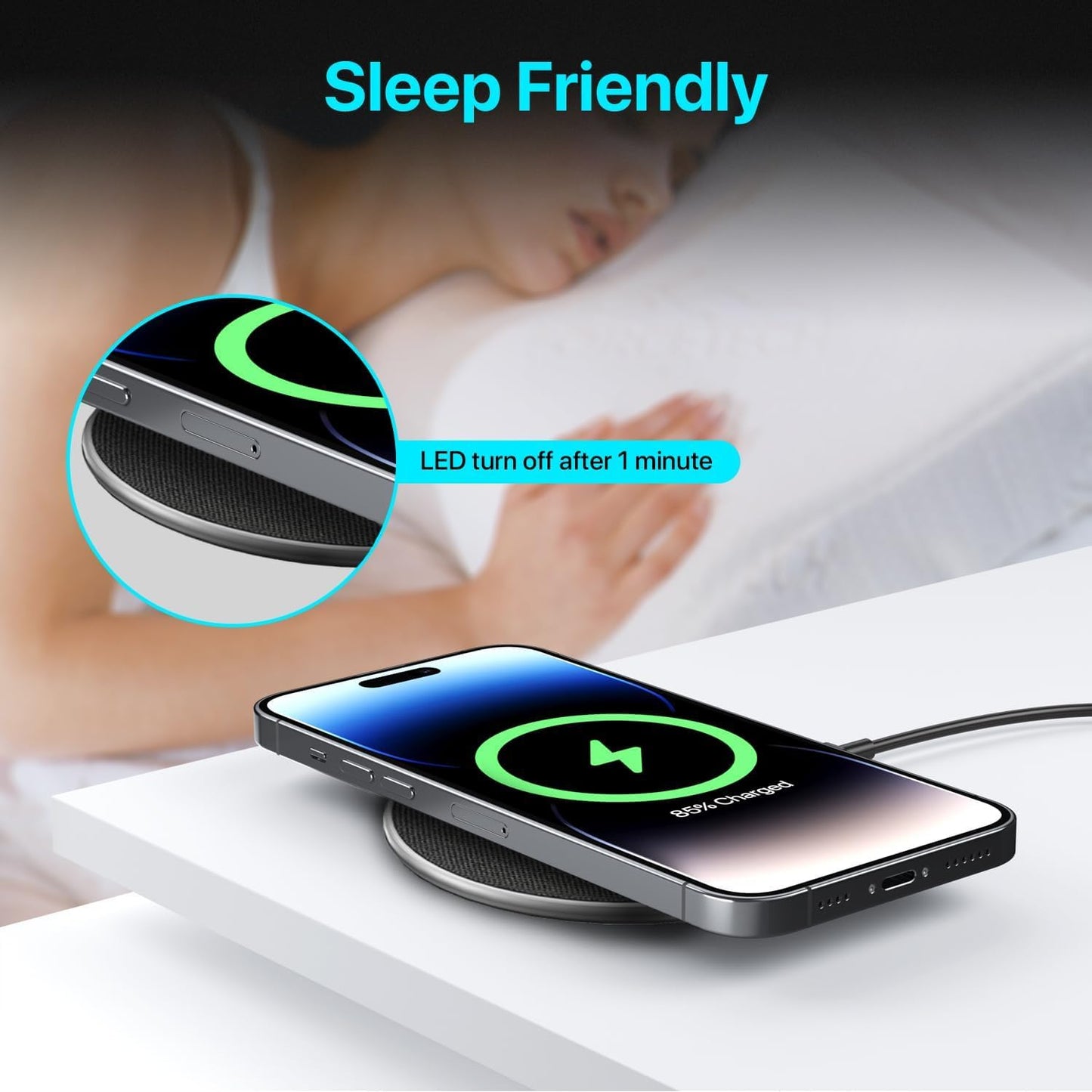 20W Wireless Charging Pad Fast Charger for Smartphones & Tablets, Aluminium NEW