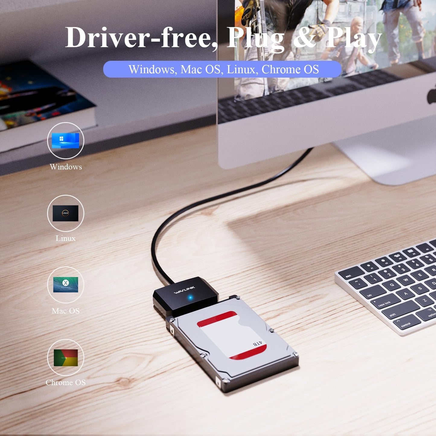 WAVLINK USB 3.0 to SATA III Hard Drive Adapter Cable 5Gbps Data Transfer DEMO
