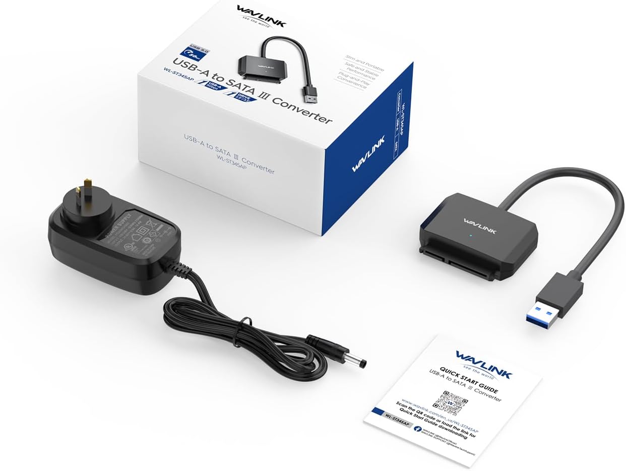 WAVLINK USB 3.0 to SATA III Hard Drive Adapter Cable 5Gbps Data Transfer DEMO