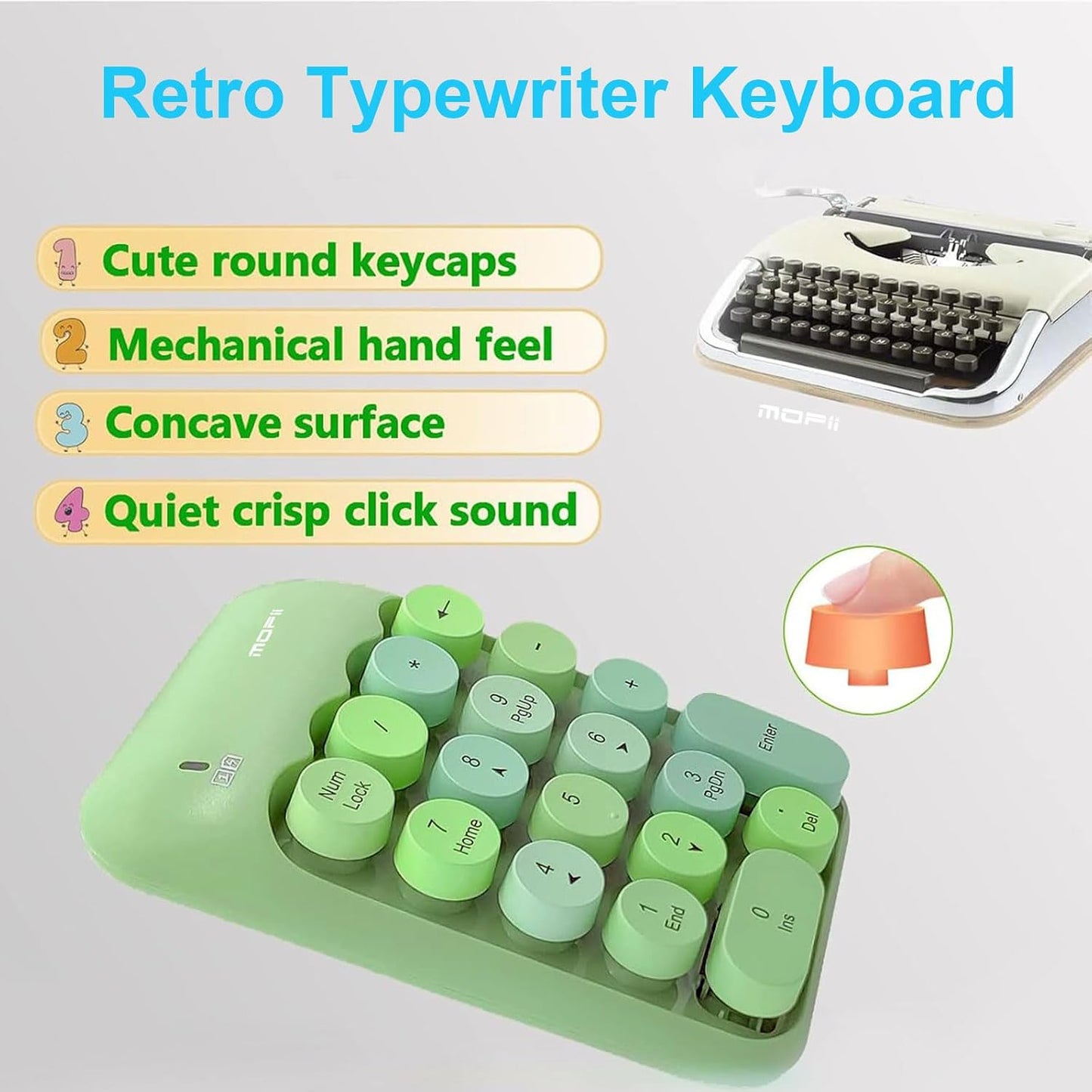 MOFii 18-Key Keyboards Wireless Numeric Keypad Green Portable Keyboard for DEMO