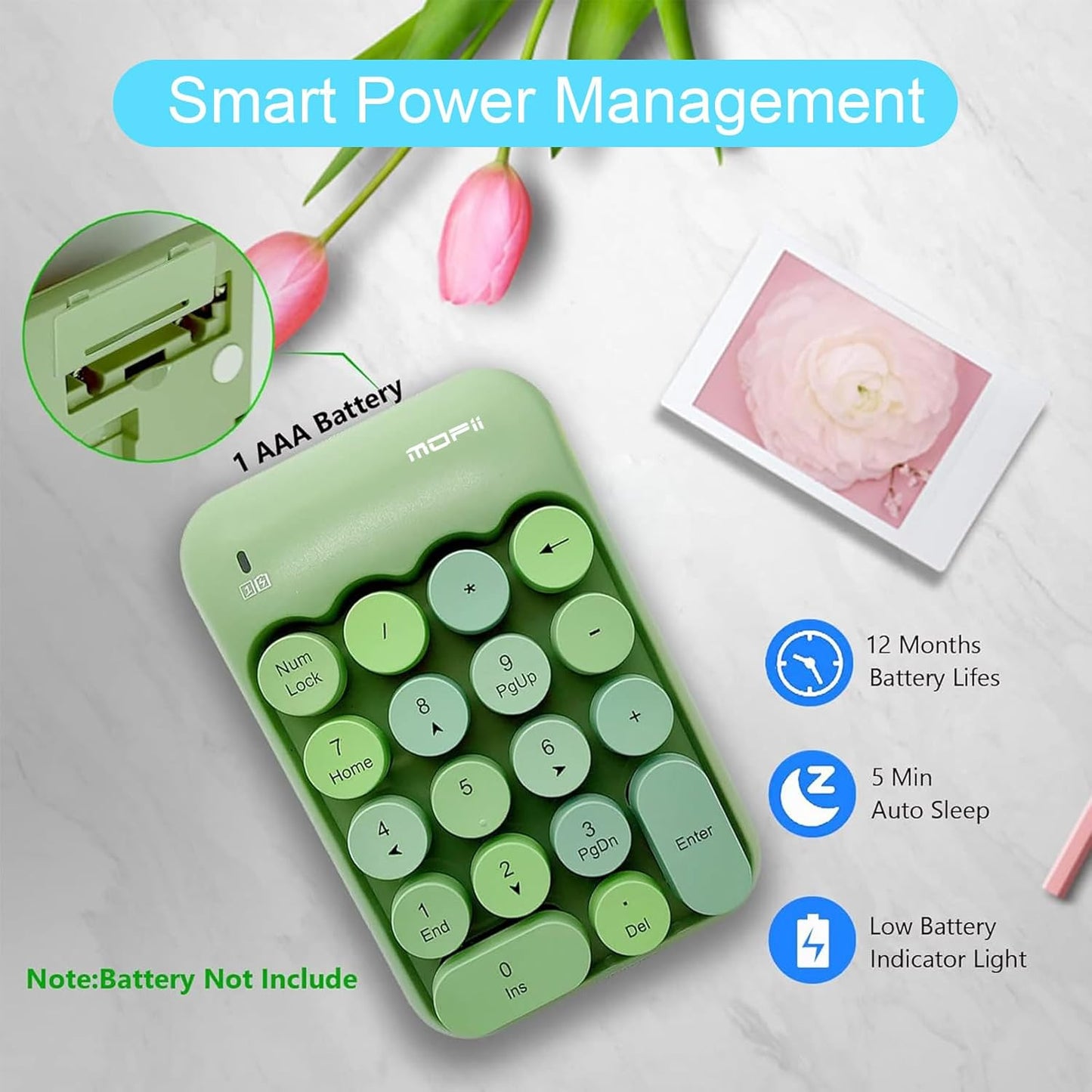 MOFii 18-Key Keyboards Wireless Numeric Keypad Green Portable Keyboard for DEMO