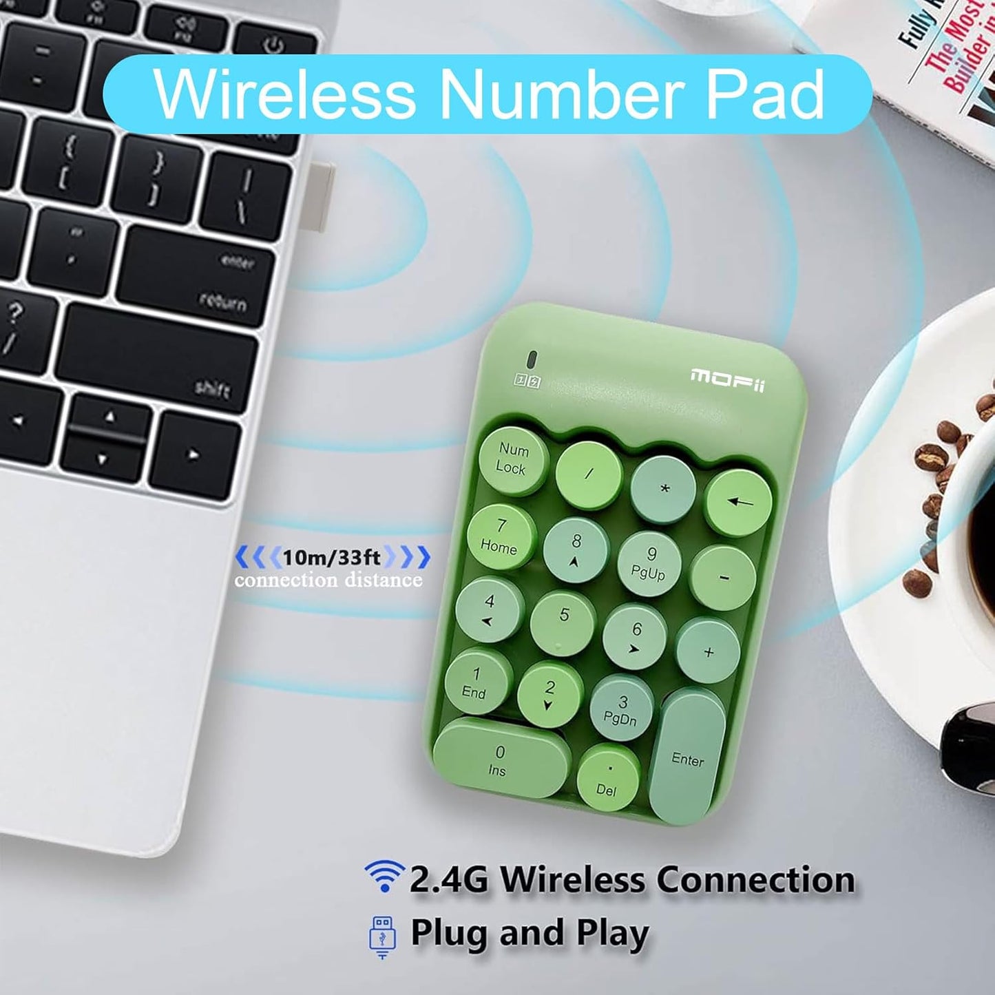MOFii 18-Key Keyboards Wireless Numeric Keypad Green Portable Keyboard for DEMO