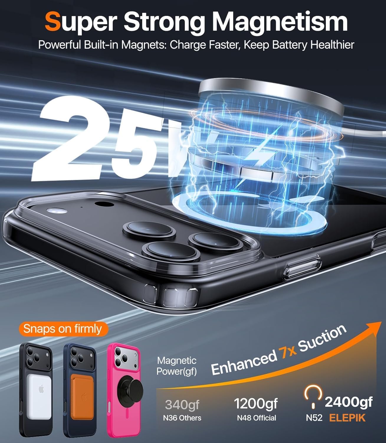 ELEPIK Clear Protective Phone Case Military Grade Drop Test iPhone 17 Pro NEW