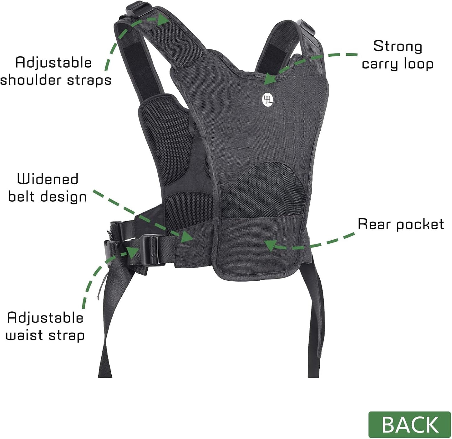 4J LEDR Unisex Adjustable Camera Chest Harness Strap by in Black Size NEW