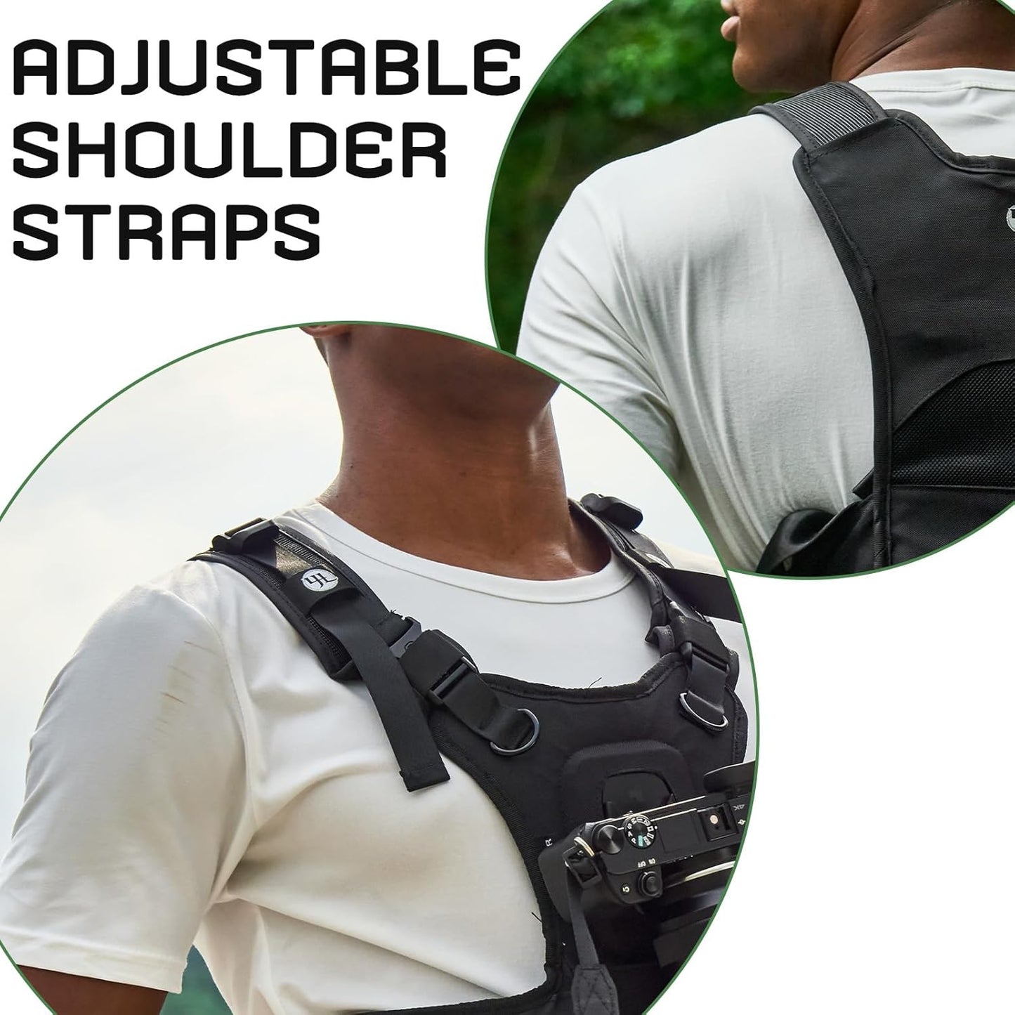 4J LEDR Unisex Adjustable Camera Chest Harness Strap by in Black Size NEW