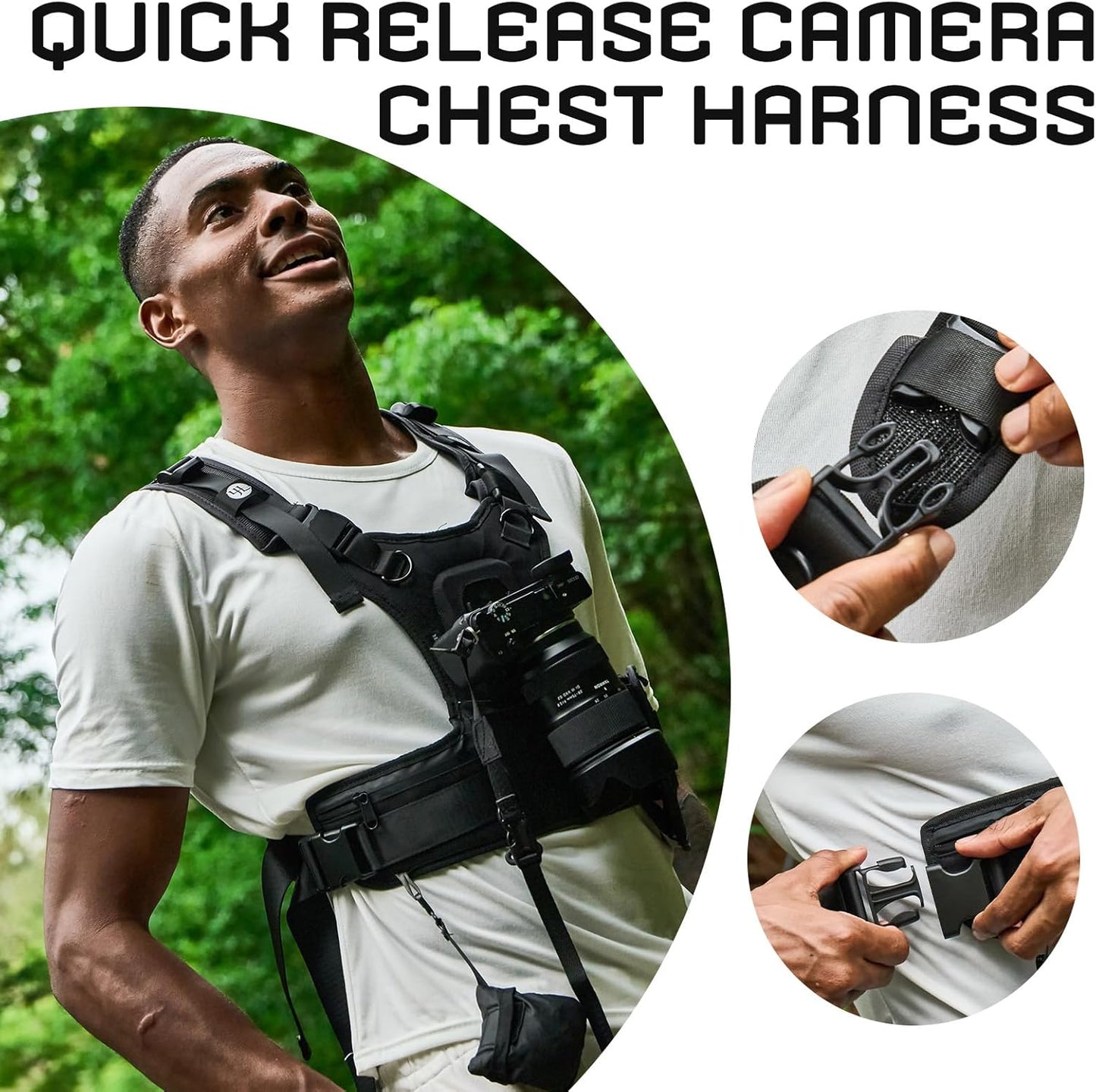 4J LEDR Unisex Adjustable Camera Chest Harness Strap by in Black Size NEW