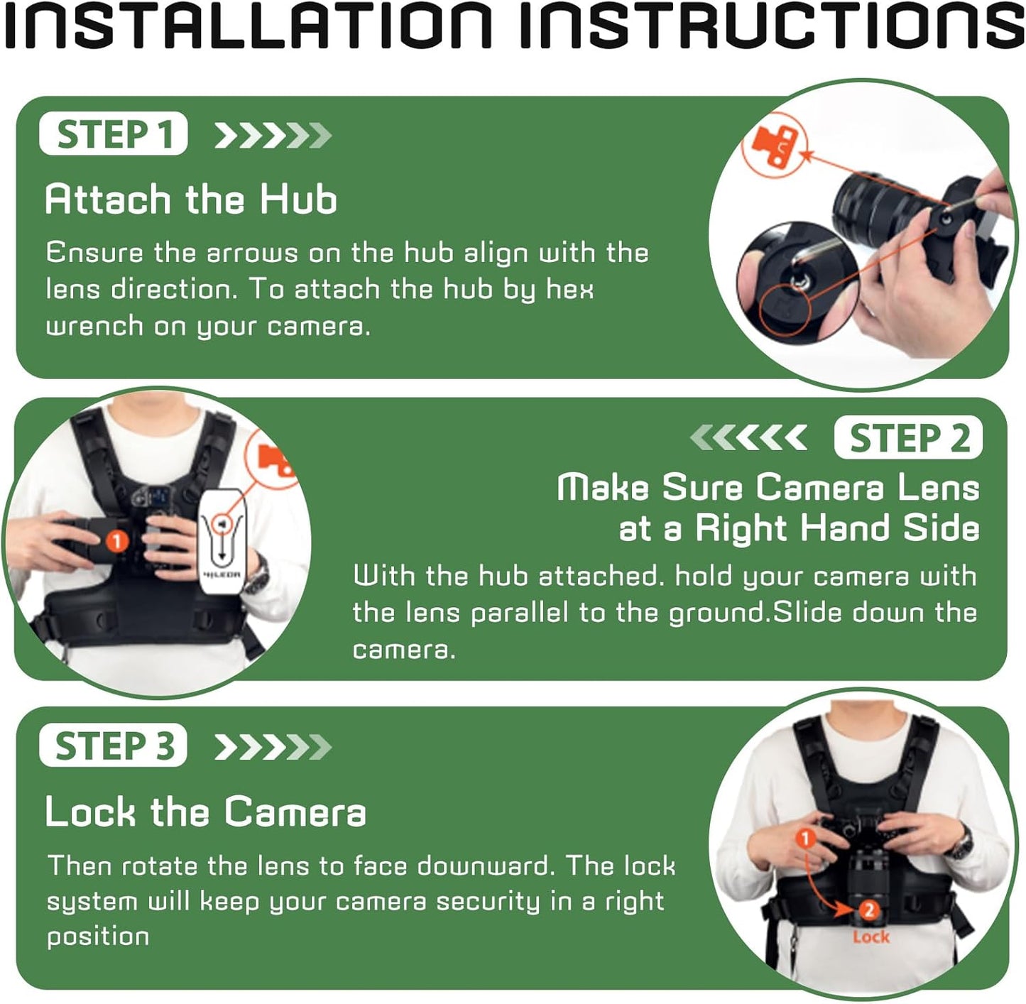 4J LEDR Unisex Adjustable Camera Chest Harness Strap by in Black Size NEW