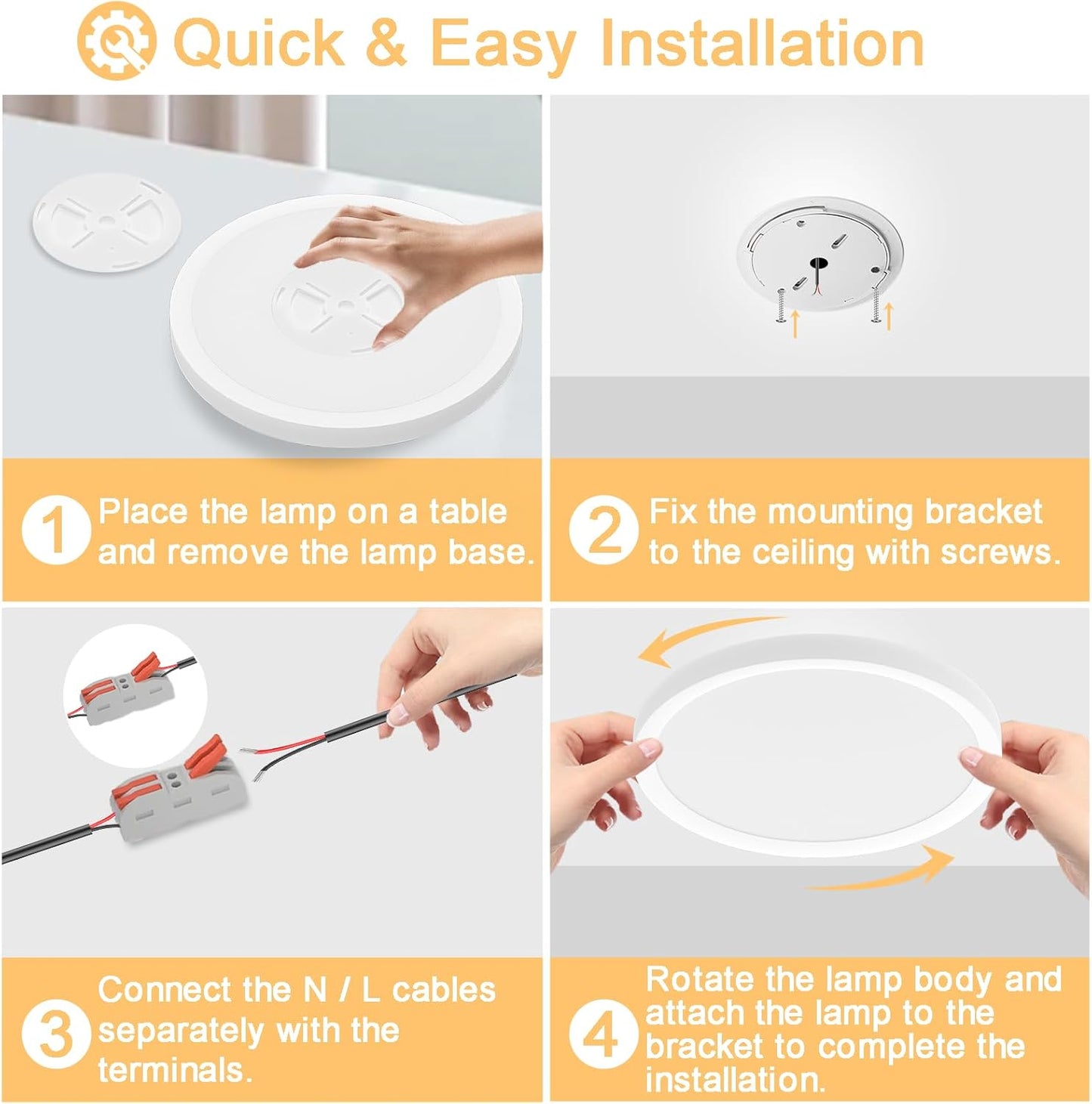 BOSITE 30W Round LED Ceiling Light Fixture Bright White Ultra Thin 2700lm NEW