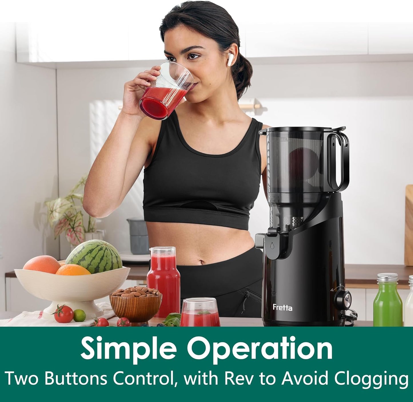 Fretta Slow Juicers Masticating Juicer Extractor Cold Press Electric 1.8L NEW