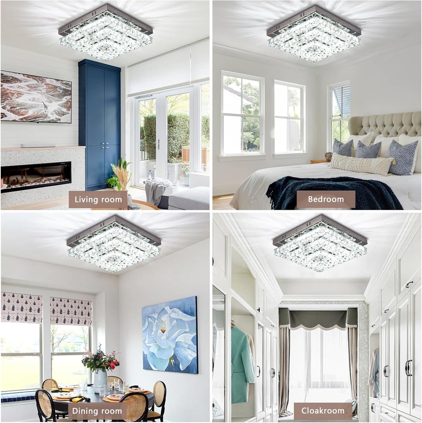 LED Crystal Chandeliers Flush Mount Ceiling Light Modern Cool White DEMO