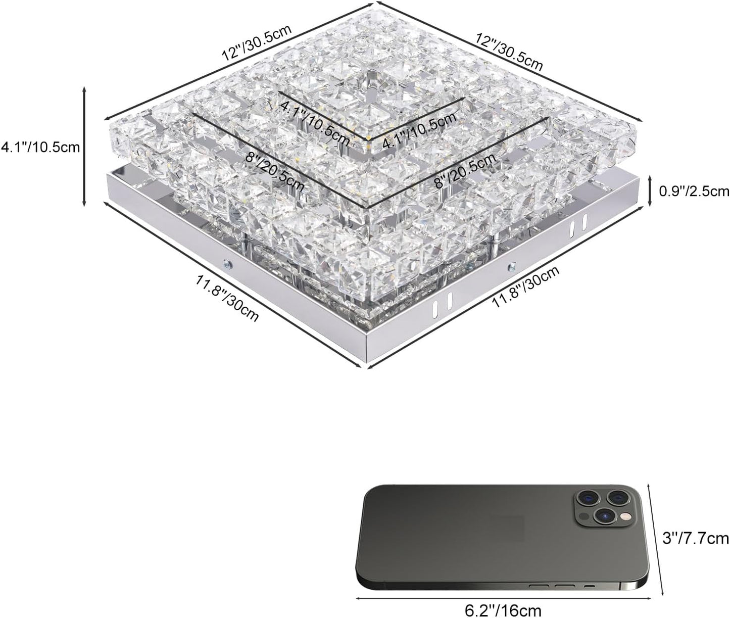 LED Crystal Chandeliers Flush Mount Ceiling Light Modern Cool White DEMO