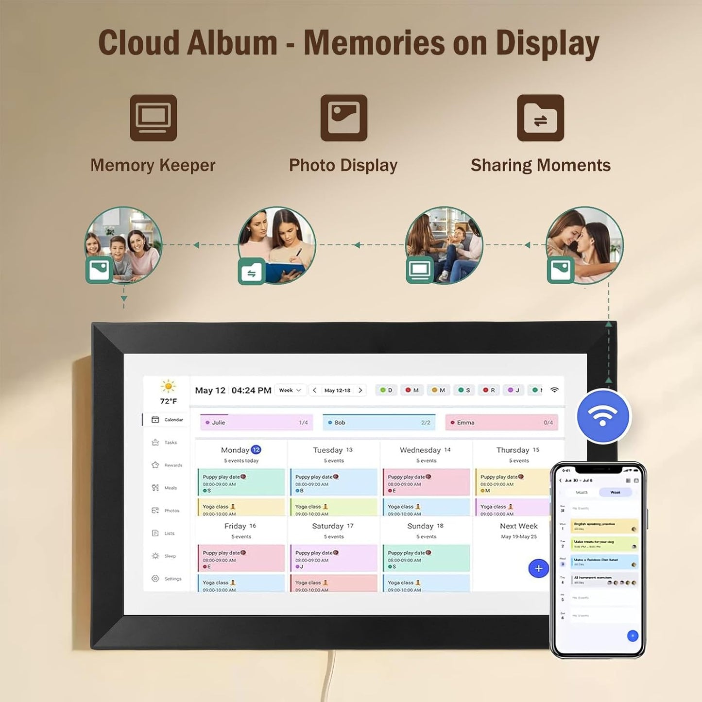Bewinner 15.6 Inch WiFi Digital Wall Planner Smart Family Calendar Display DEMO