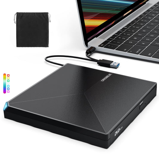 ORIGBELIE External CD DVD +/-RW Drive USB 3.0 Type C Portable CD/DVD Player DEMO