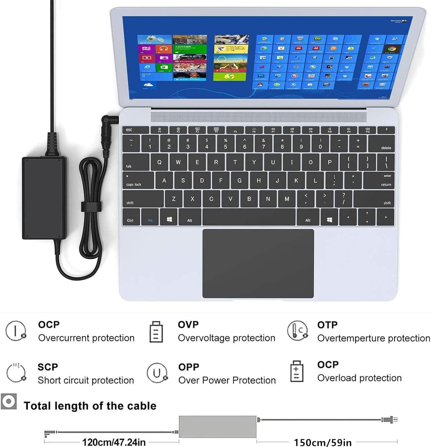 65W Universal Laptop Charger Power Supply for HP Computers in Black - DEMO