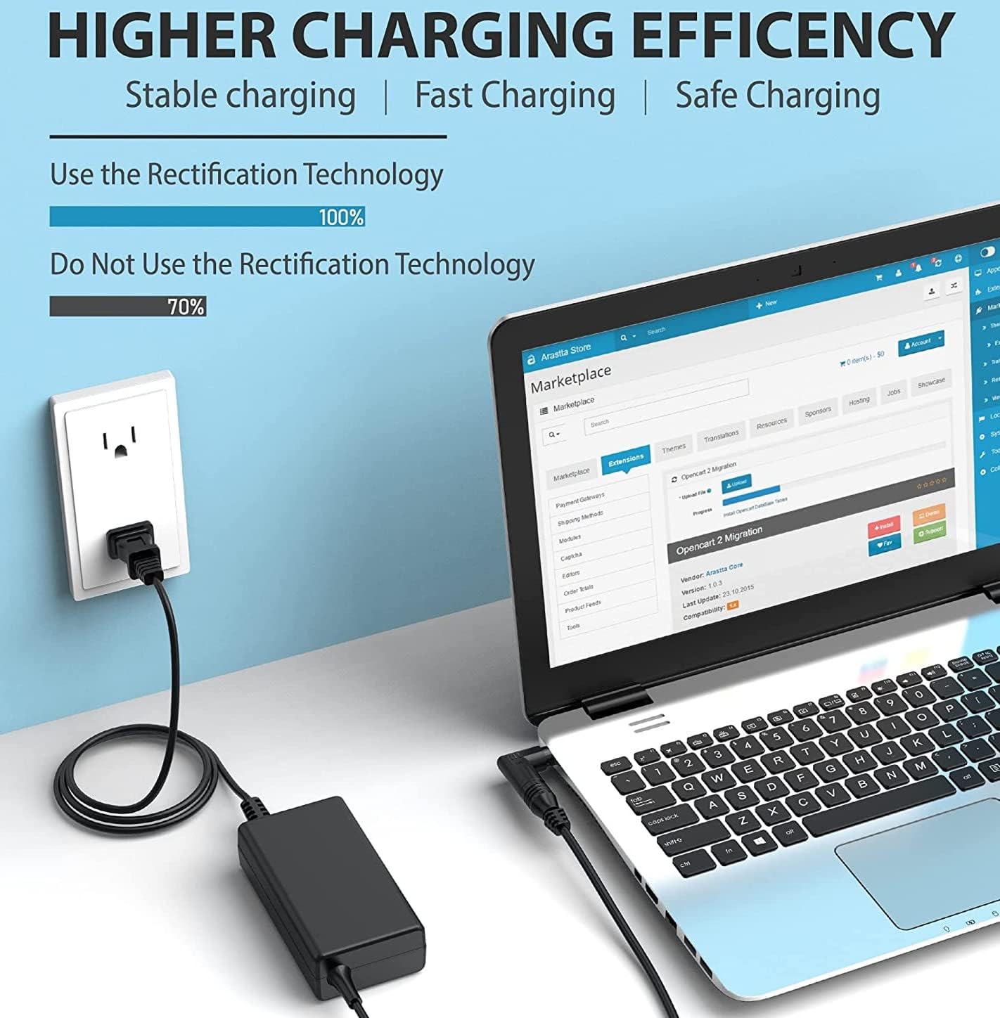 65W Universal Laptop Charger Power Supply for HP Computers in Black - DEMO
