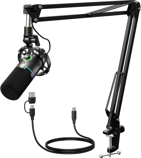 MAONO Dynamic Microphone Kit with RGB Lighting, Mute & Gain Control for NEW