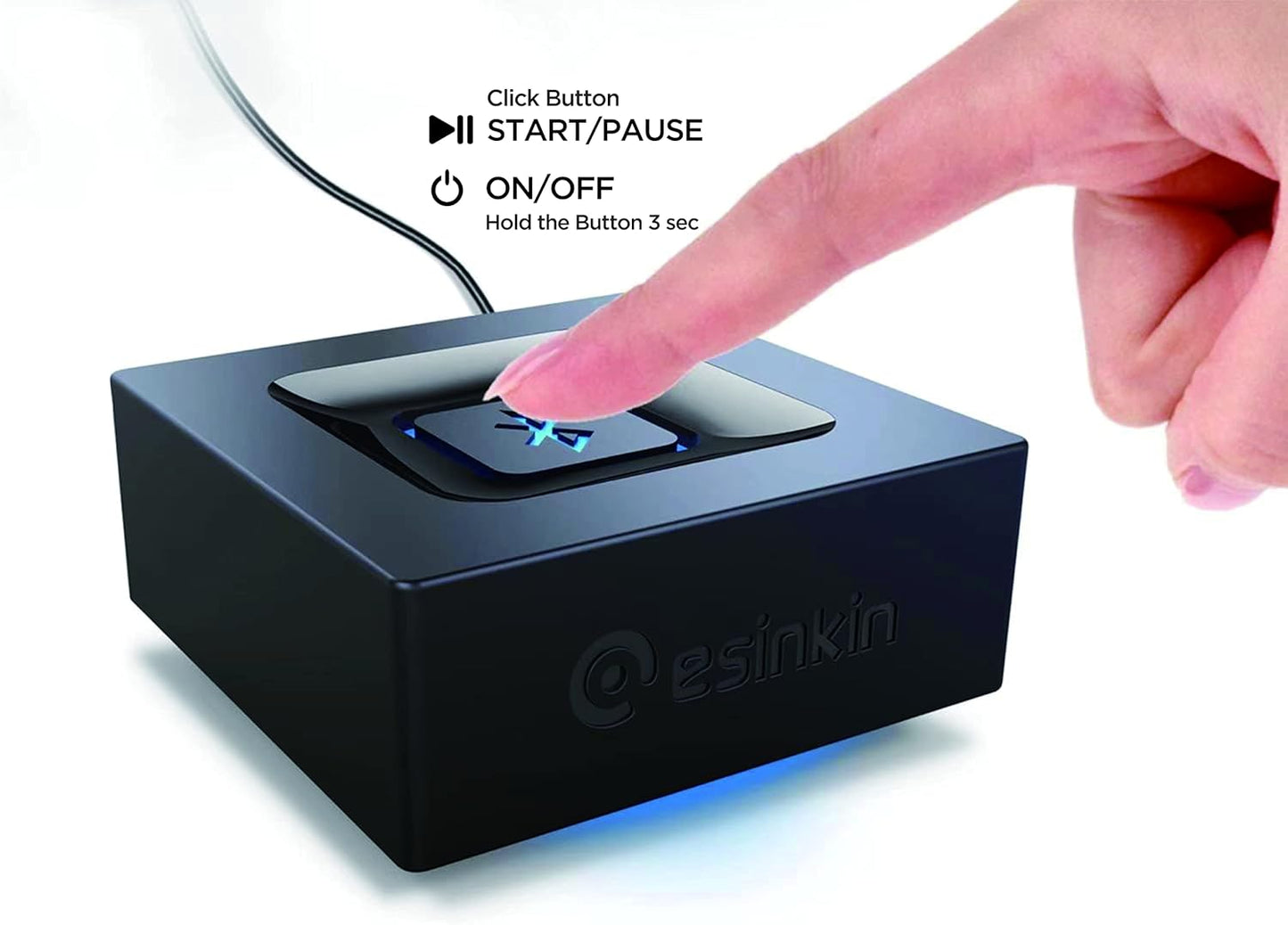 esinkin Wireless Audio Adapter for Streaming Music to Sound System Black NEW