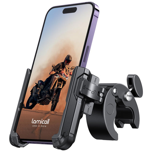 Lamicall Motorcycle Handlebar Phone Mount Holder - Black Camera Friendly NEW