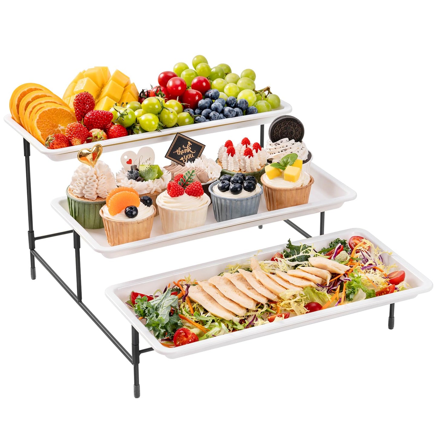 Lifewit 3-Tier Plastic Serving Tray for Party Entertaining Home Decor White NEW