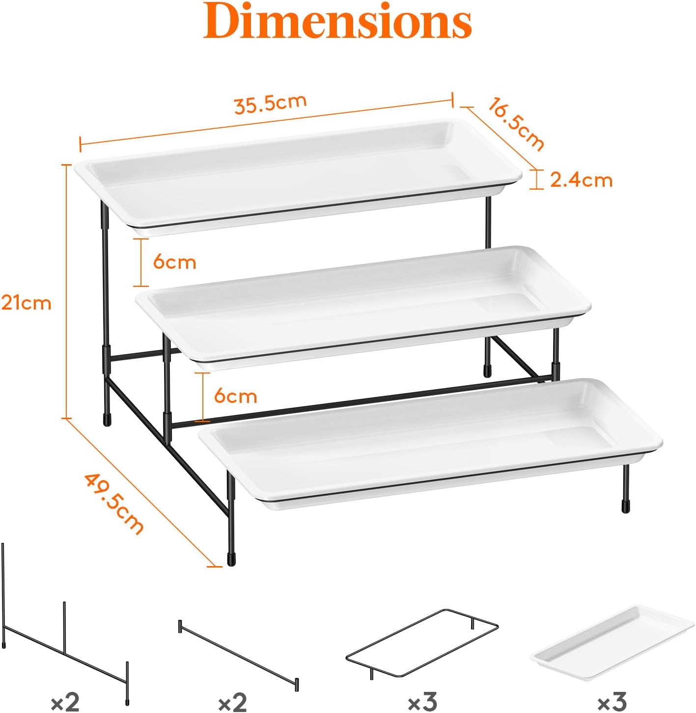 Lifewit 3-Tier Plastic Serving Tray for Party Entertaining Home Decor White NEW