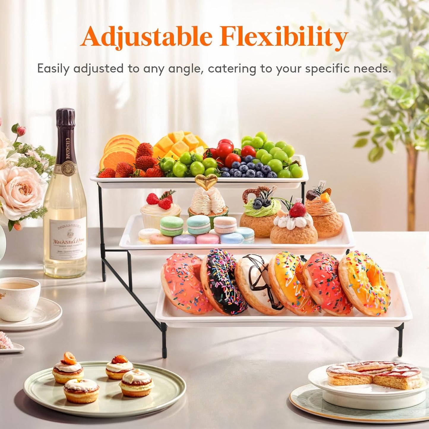 Lifewit 3-Tier Plastic Serving Tray for Party Entertaining Home Decor White NEW