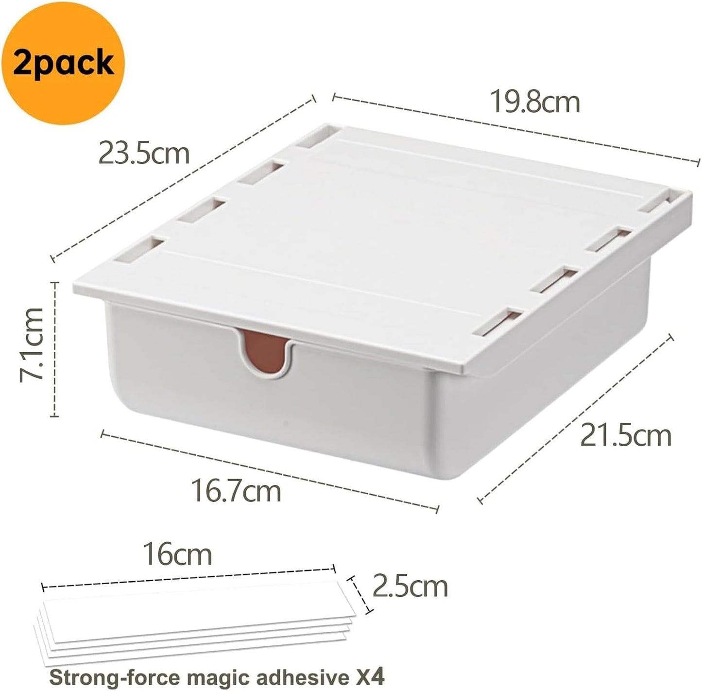 Slide-Out Desk Drawers Drawer Organizer for Home Office Storage, White Tray NEW