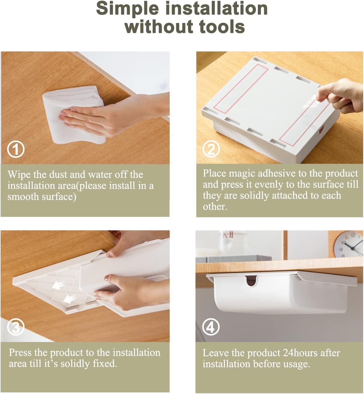 Slide-Out Desk Drawers Drawer Organizer for Home Office Storage, White Tray NEW