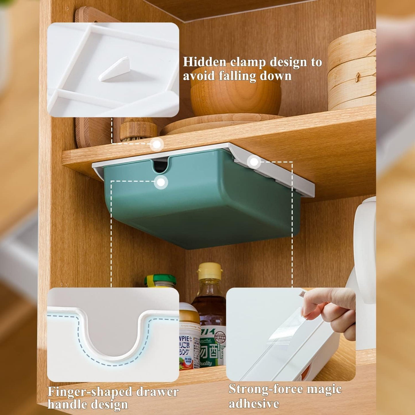 Slide-Out Desk Drawers Drawer Organizer for Home Office Storage, White Tray NEW