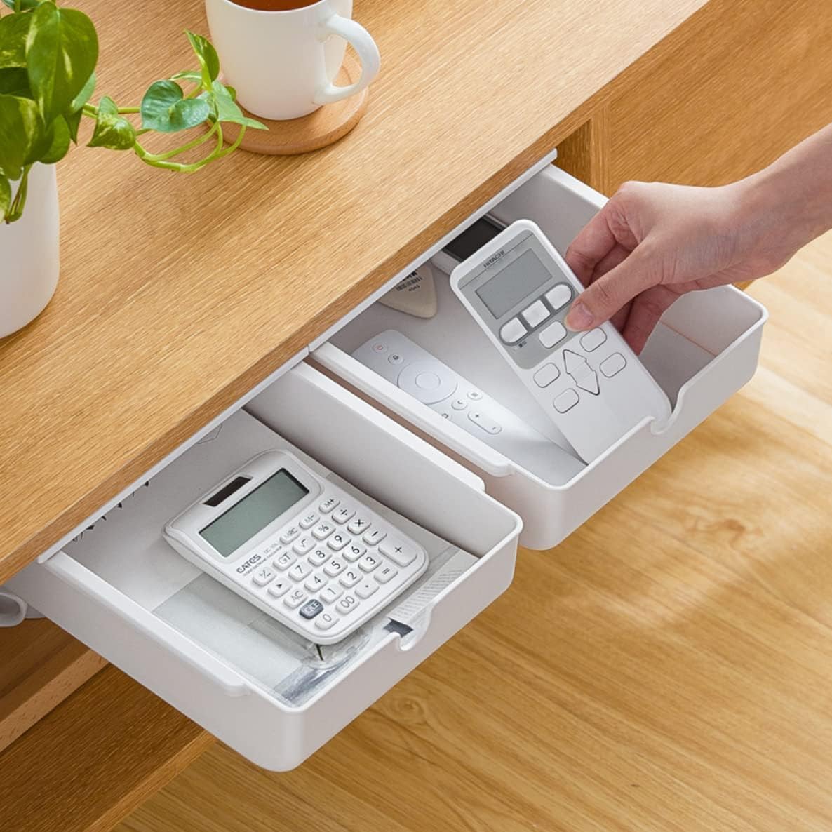 Slide-Out Desk Drawers Drawer Organizer for Home Office Storage, White Tray NEW