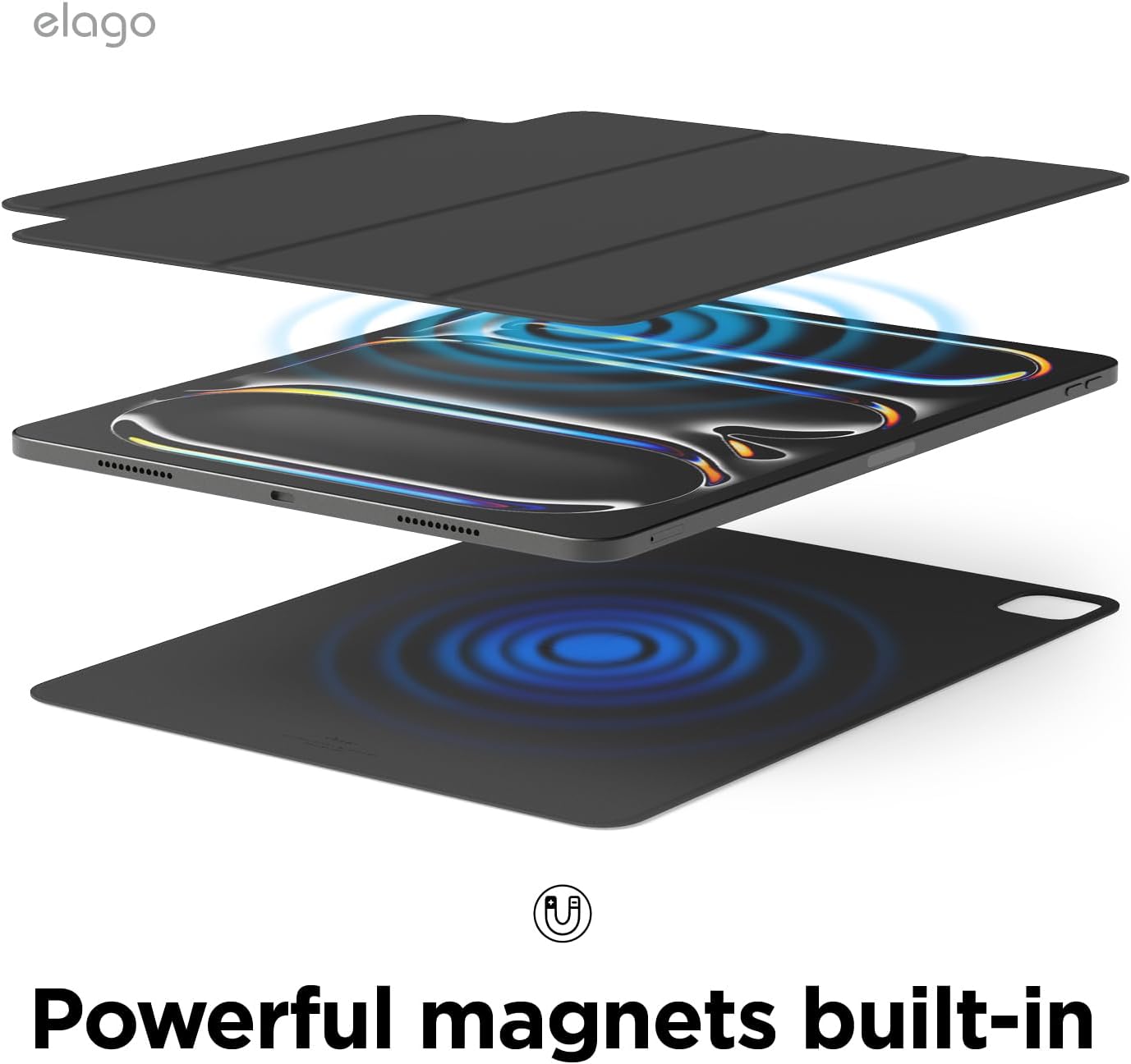 elago Magnetic Folio Case for iPad Pro 13 Inch Tablet Cover Dark Grey Size NEW