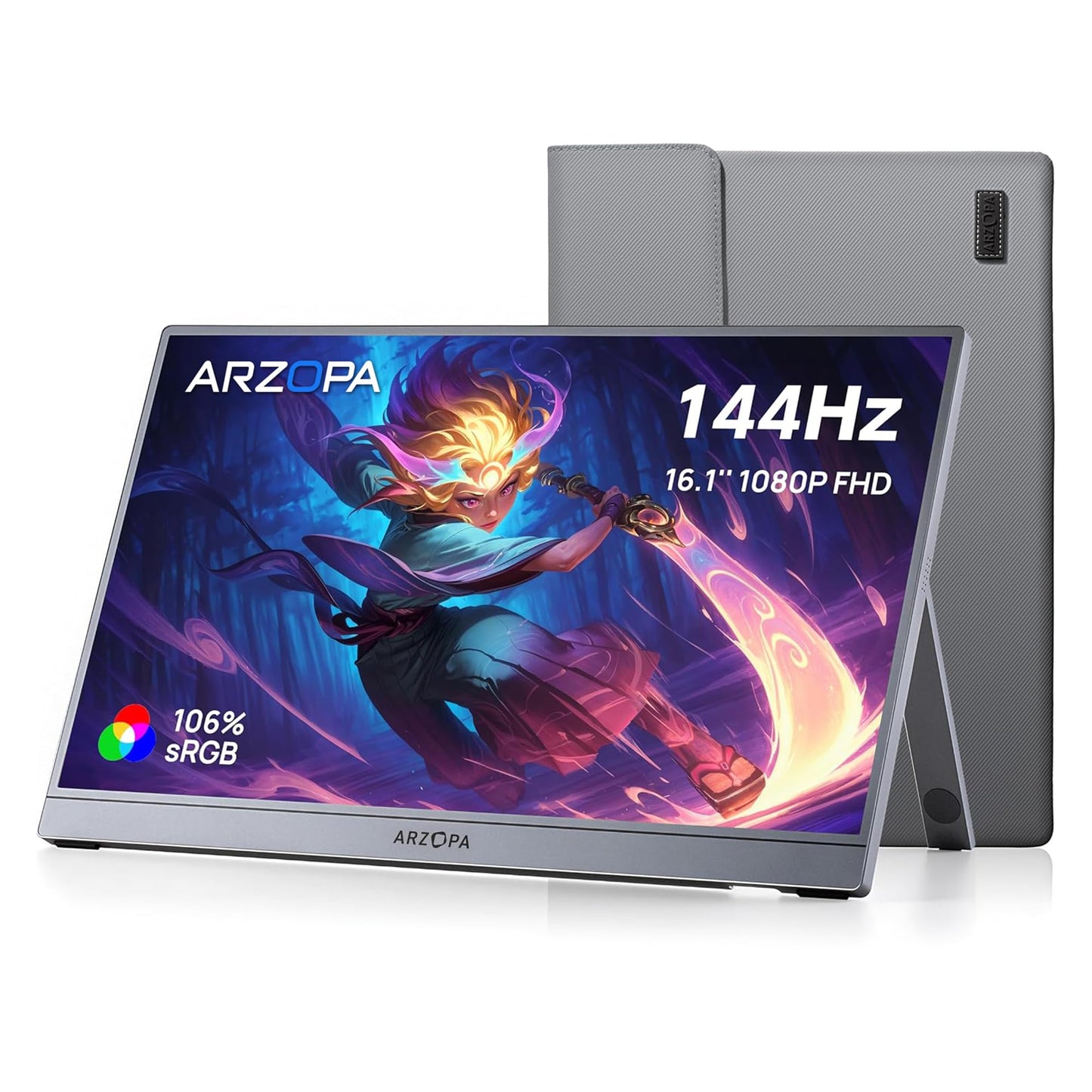 ARZOPA 16.1" Monitors Portable Gaming Monitor 144Hz 1080P FHD Kickstand DEMO