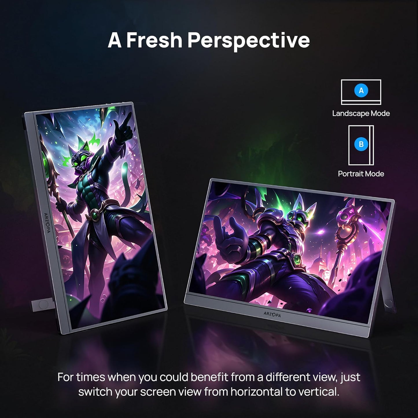 ARZOPA 16.1" Monitors Portable Gaming Monitor 144Hz 1080P FHD Kickstand DEMO