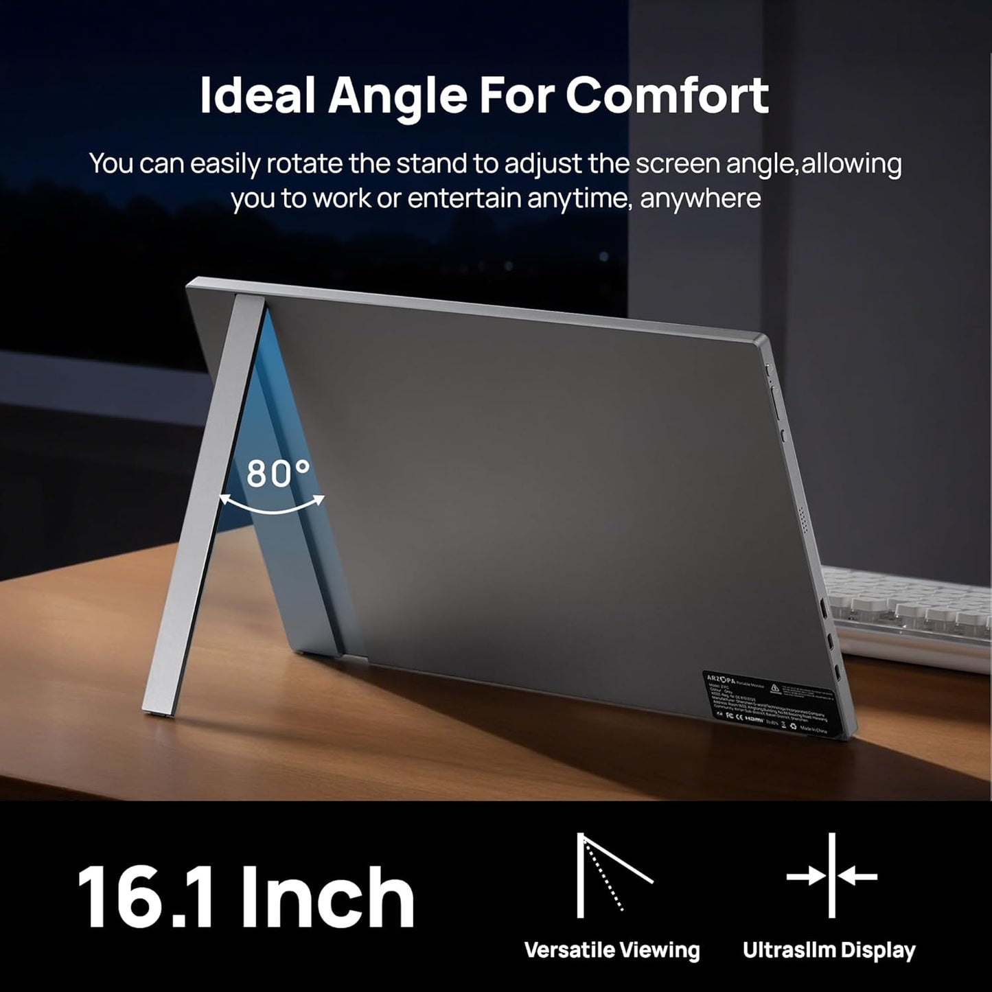 ARZOPA 16.1" Monitors Portable Gaming Monitor 144Hz 1080P FHD Kickstand DEMO