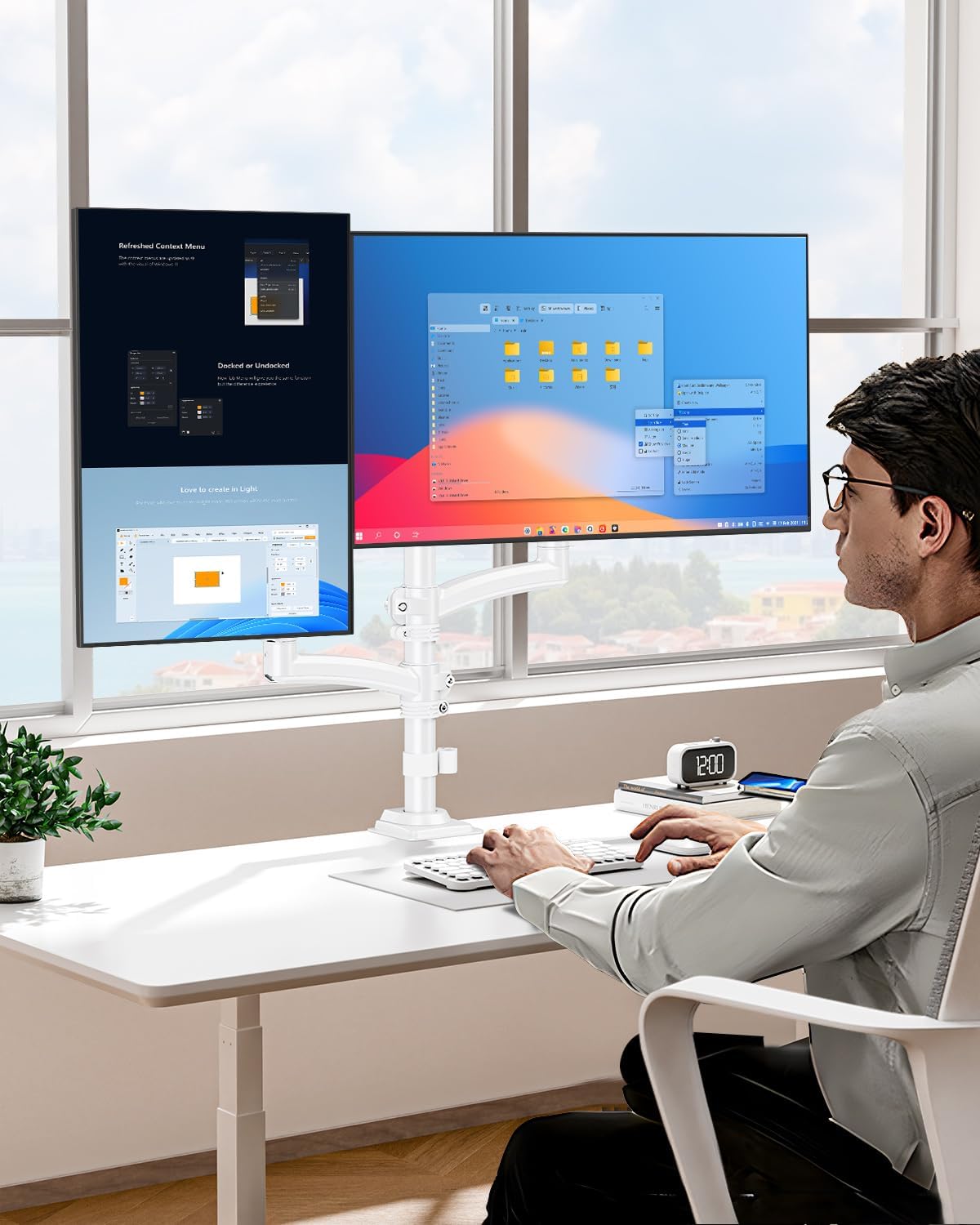 MOUNT PRO Dual Monitor Stand for Desk Taller Arms up to 32 Inch Screens DEMO