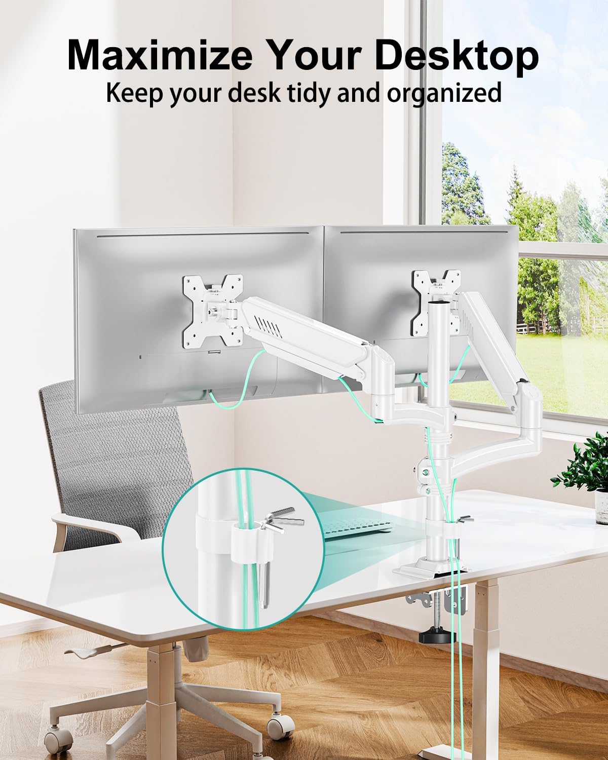 MOUNT PRO Dual Monitor Stand for Desk Taller Arms up to 32 Inch Screens DEMO