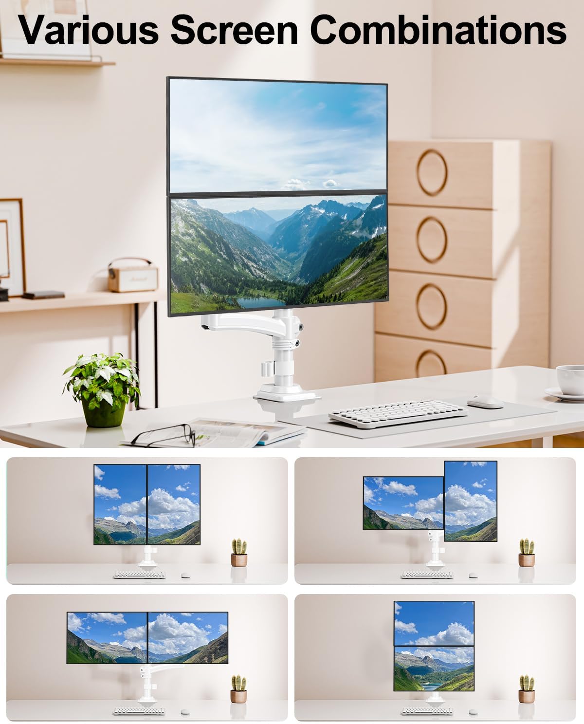 MOUNT PRO Dual Monitor Stand for Desk Taller Arms up to 32 Inch Screens DEMO