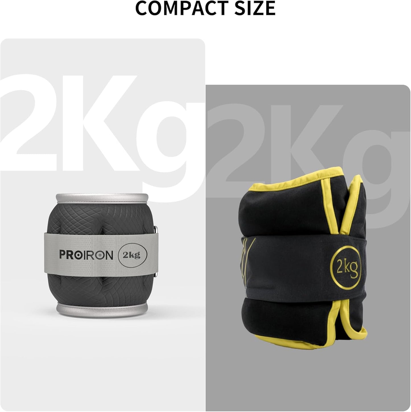 PROIRON Reflective Wrist & Ankle Weights, 2 x 2kg, Black - Adjustable DEMO