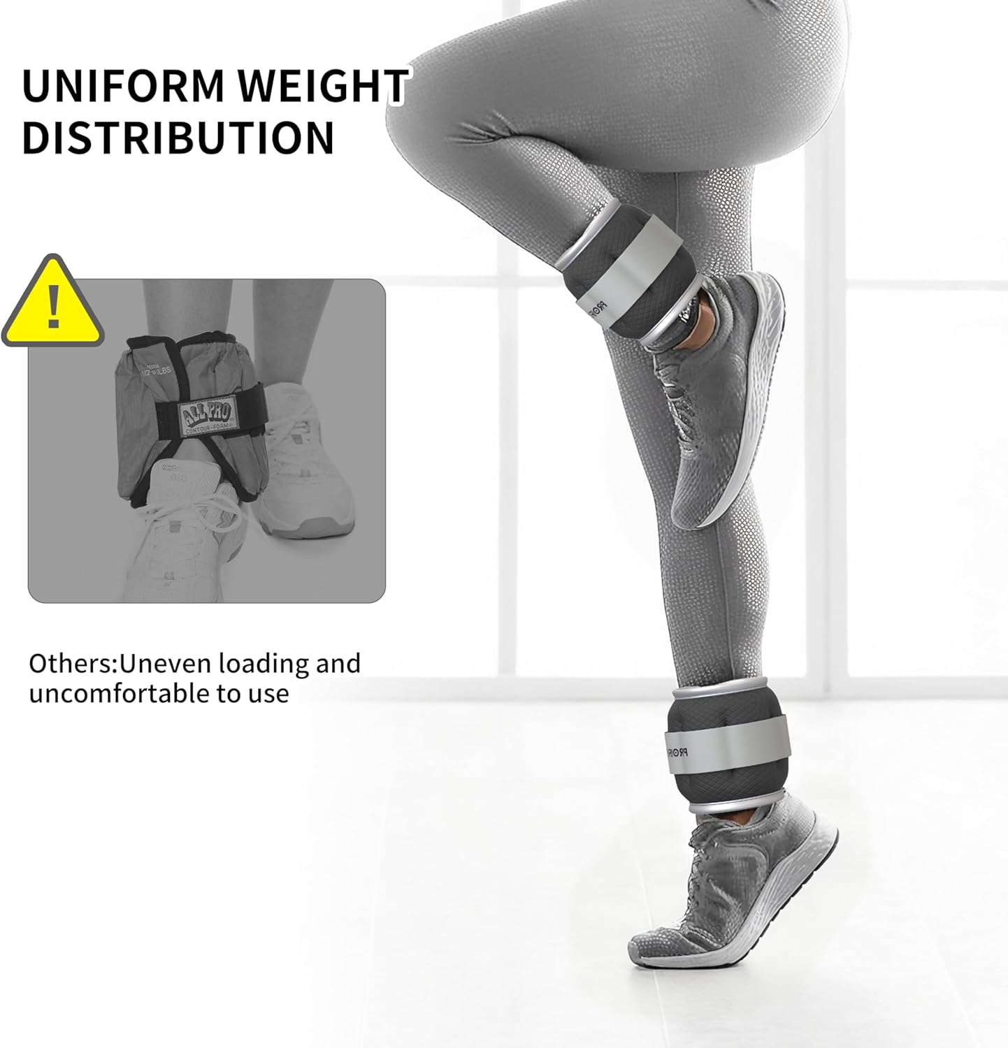 PROIRON Reflective Wrist & Ankle Weights, 2 x 2kg, Black - Adjustable DEMO