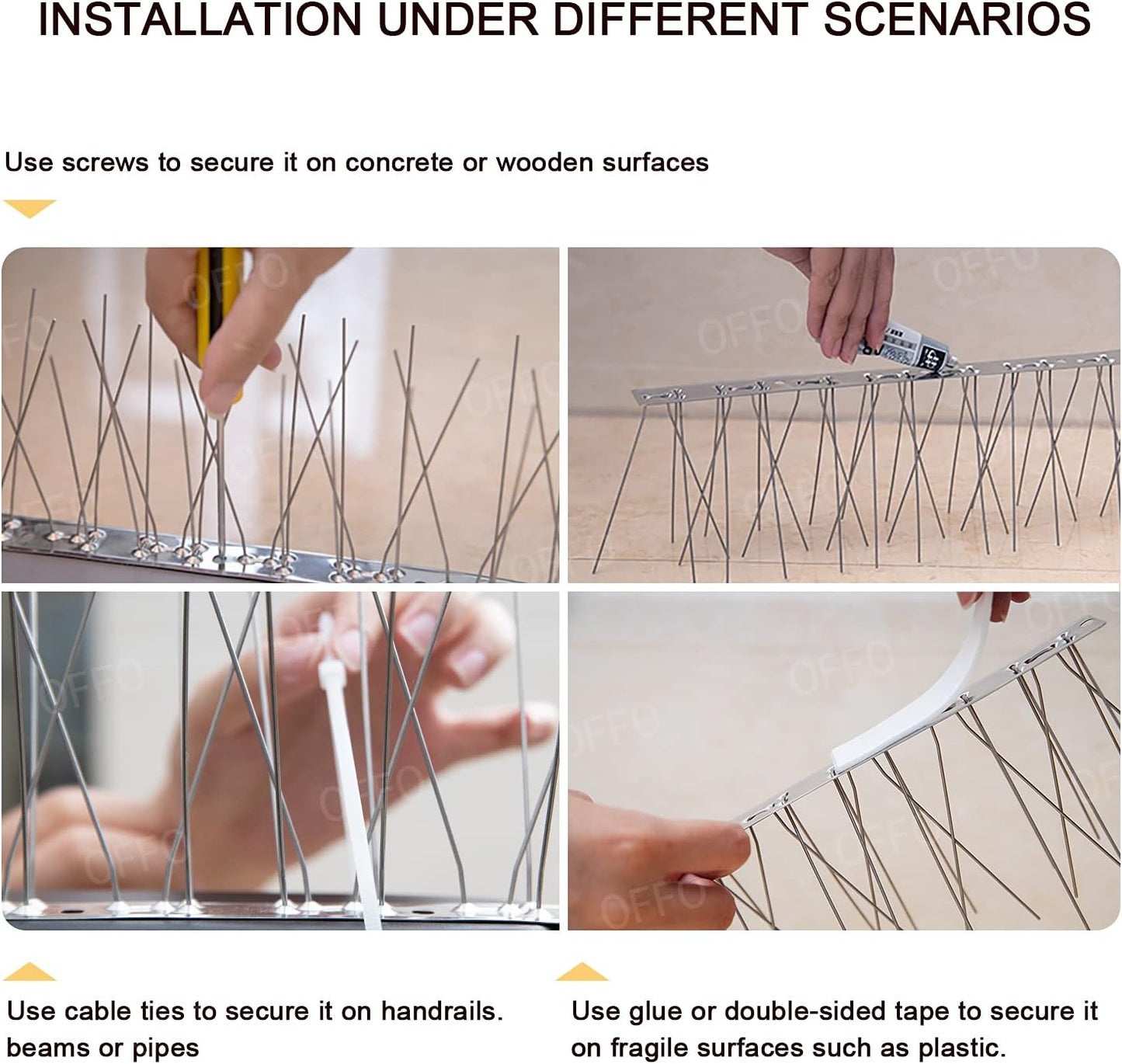 OFFO Stainless Steel Bird Deterrent Spikes for Backyard Wildlife Protection NEW