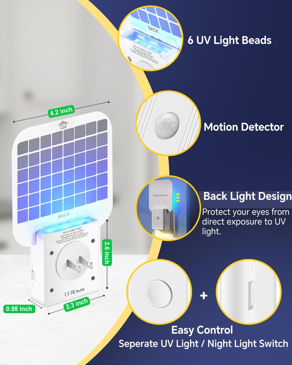 Automatic White Traps Fruit Fly Trap with Night Light for Effective Pest NEW