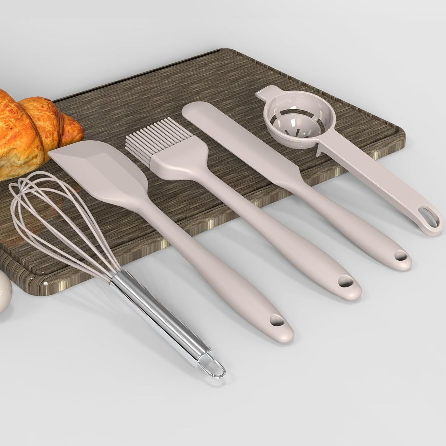Large Silicone Cooking Spatulas Heat Resistant Kitchen Utensil Set Khaki NEW